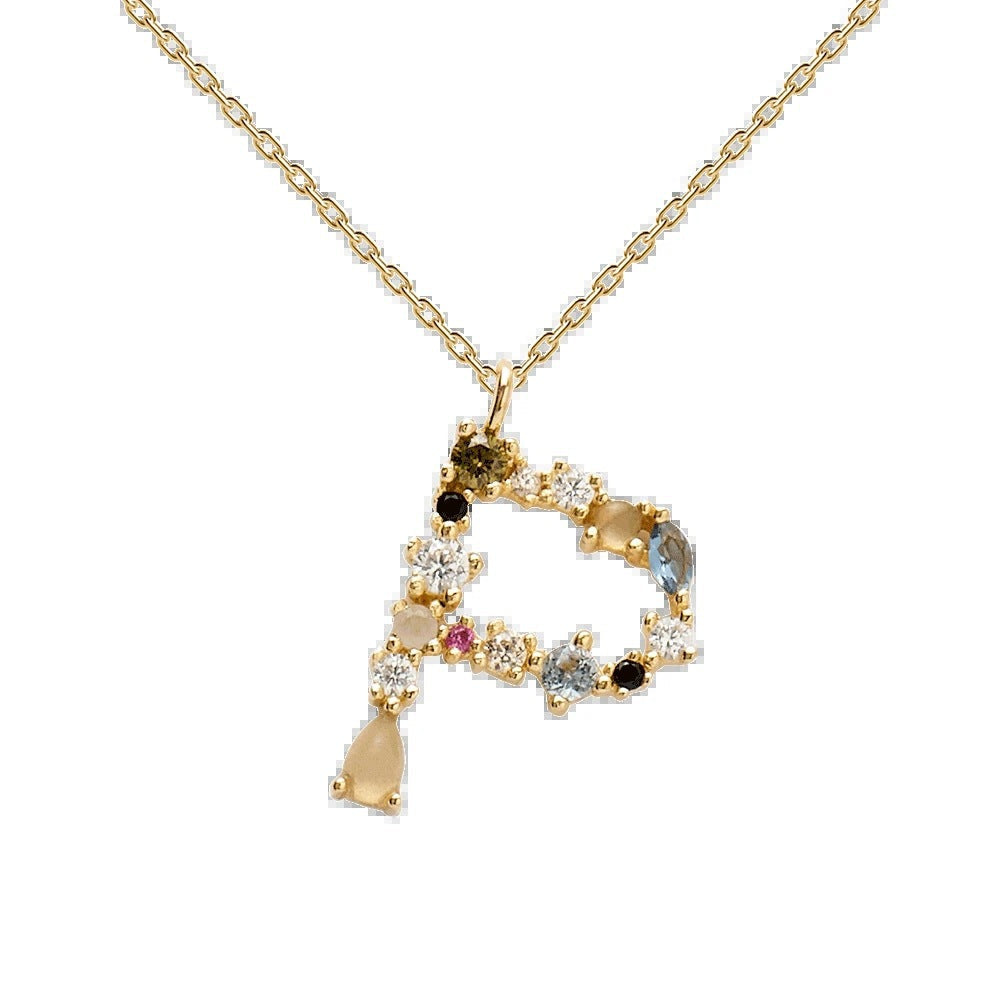 Multi Gemstone Alphabet Necklace
