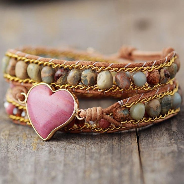 PURE LOVE RHODONITE WRAP BRACELET