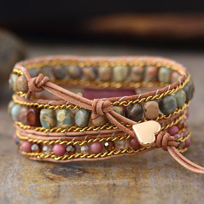 PURE LOVE RHODONITE WRAP BRACELET