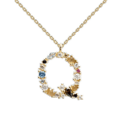 Multi Gemstone Alphabet Necklace