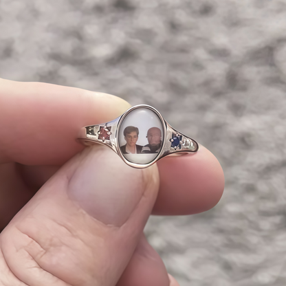 For Love-Photo Birthstone Custom Ring
