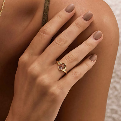 For Love-Photo Birthstone Custom Ring