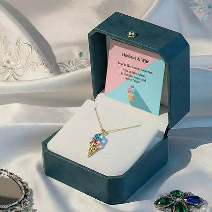 Mother's  Sweet Ice Cream Custom Birthstones Necklace