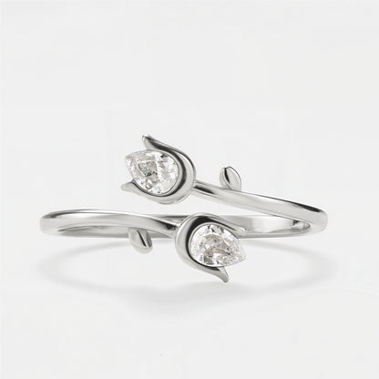 🌷Mother&Daughter Double Birthstones Tulip Ring