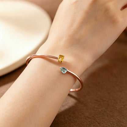 Grandmother And Granddaughter Custom Double Birthstones Bracelet