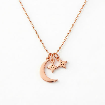 For Love- Custom Moon and Star Necklace