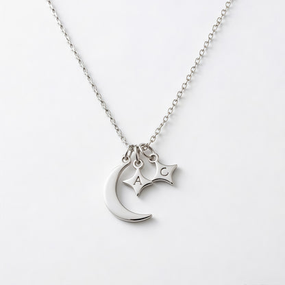 For Love- Custom Moon and Star Necklace