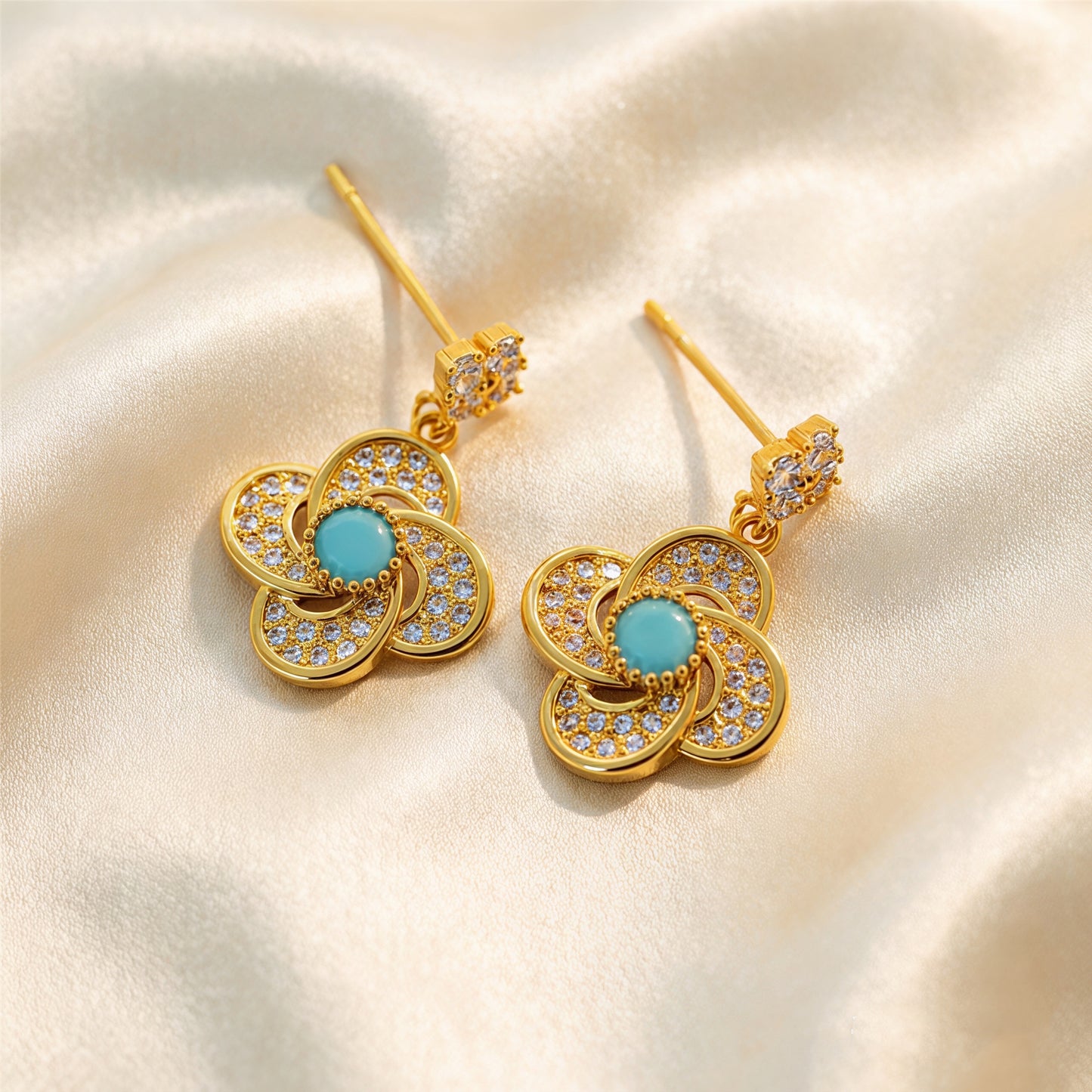 Turquoise Blossom Earrings-Carry Peace Close to Your Heart