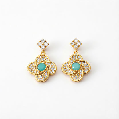Turquoise Blossom Earrings-Carry Peace Close to Your Heart