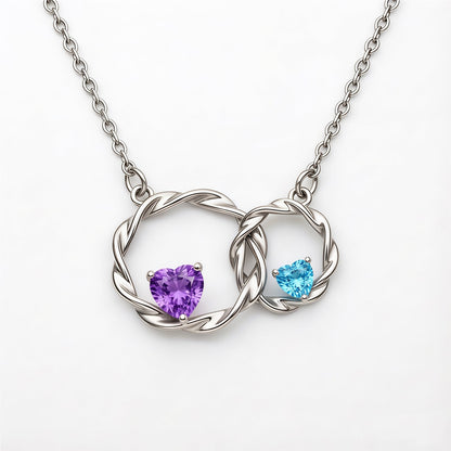 For My Daughter- I Always With You Custom Double Birthstones Necklace