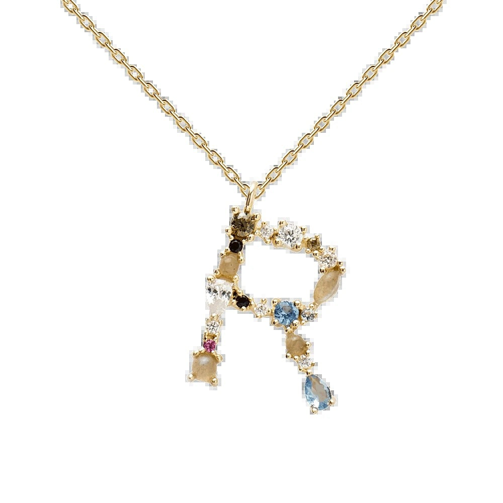 Multi Gemstone Alphabet Necklace