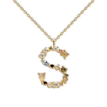 Multi Gemstone Alphabet Necklace