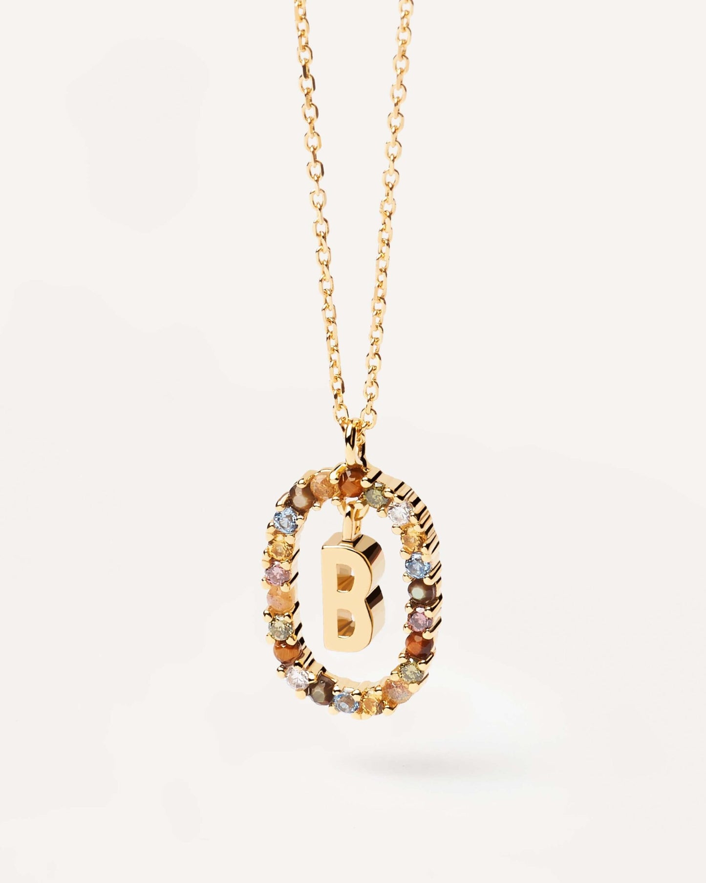 18K Real Gold, Initial Necklace, Letter Pendant