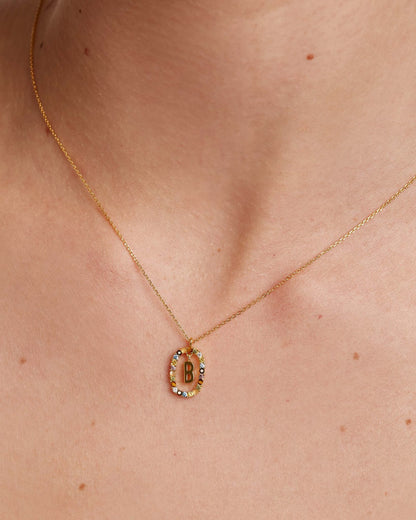 18K Real Gold, Initial Necklace, Letter Pendant