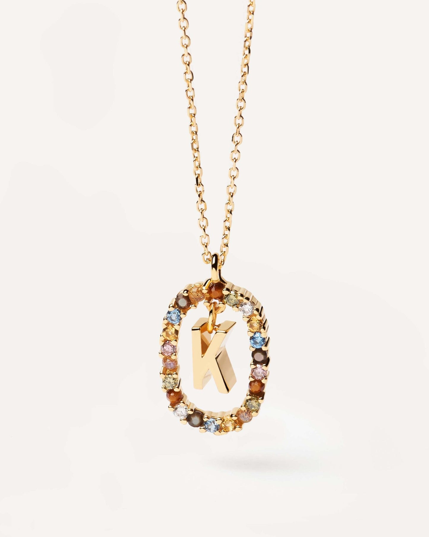18K Real Gold, Initial Necklace, Letter Pendant