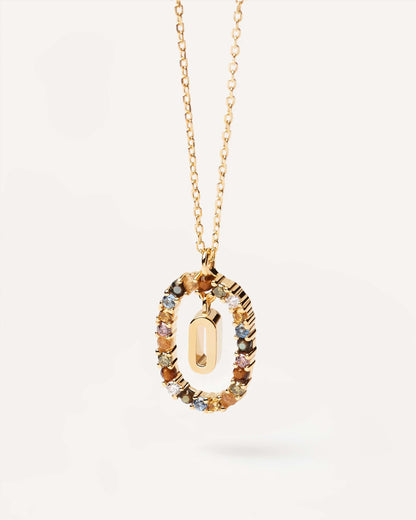 18K Real Gold, Initial Necklace, Letter Pendant