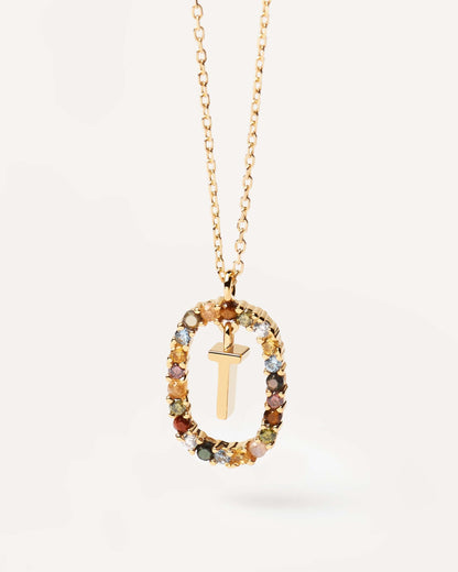 18K Real Gold, Initial Necklace, Letter Pendant