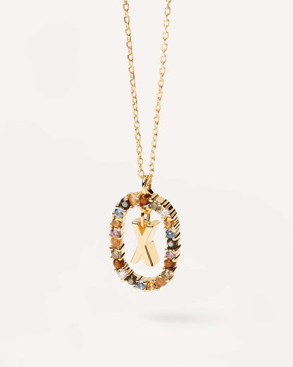 18K Real Gold, Initial Necklace, Letter Pendant