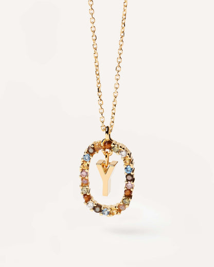 18K Real Gold, Initial Necklace, Letter Pendant