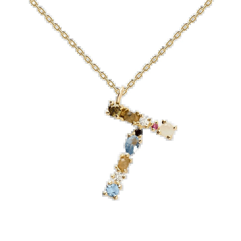 Multi Gemstone Alphabet Necklace