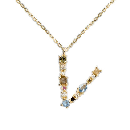 Multi Gemstone Alphabet Necklace