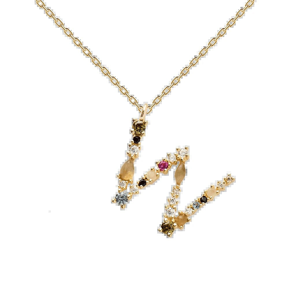 Multi Gemstone Alphabet Necklace
