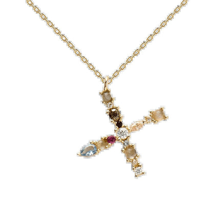 Multi Gemstone Alphabet Necklace