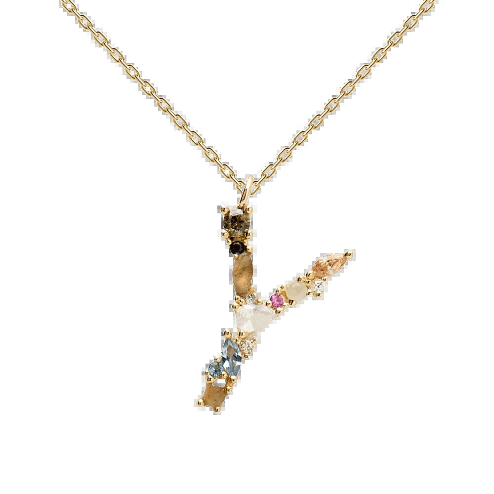 Multi Gemstone Alphabet Necklace