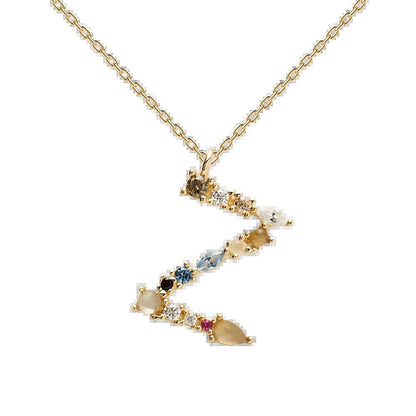 Multi Gemstone Alphabet Necklace